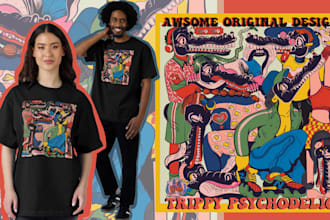 trippy psychedelic art for music and streetwear brands