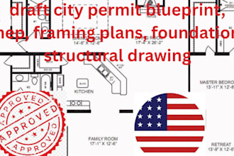 draft city permit blueprint, mep, framing plans, foundation, structural drawing