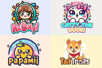 design mascot cute kawaii vtuber, twitch, streamer, chibi logo for your business