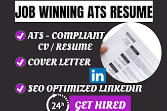 write ats optimized resume, CV, cover letter, linkedin profile, career for you