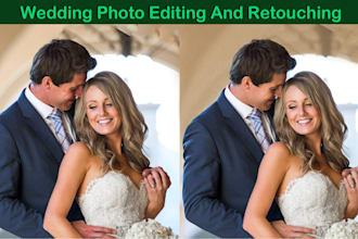 do wedding photo editing, photo retouching and  natural beauty retouch
