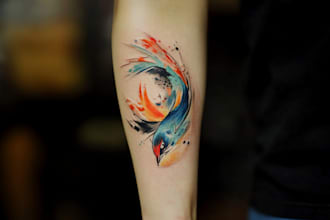 custom a watercolor tattoo design