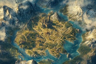 design artistic fantasy map, sci fi map for you