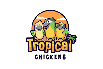 design unique parrot tropical chicken logo