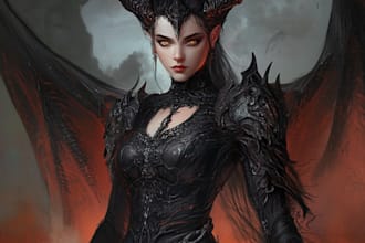 draw dark fantasy illustrations, covers, children books