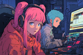 create science fiction, fantasy, cyberpunk illustration