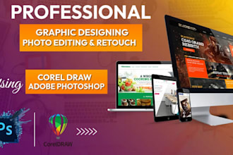 do any editing and design work in adobe, coraldraw, and photoshop