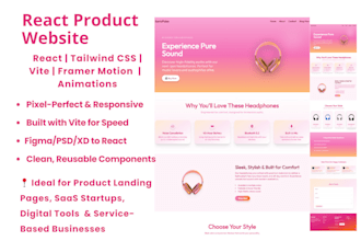 build a modern react product website using tailwind and vite