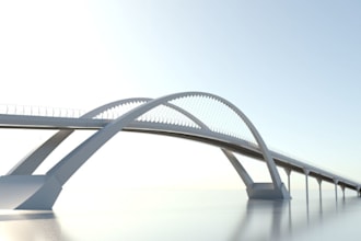 futuristic 3d bridge design, infrastructure design, water control system