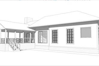 draw deck, patio and back yard design with in 24 hours