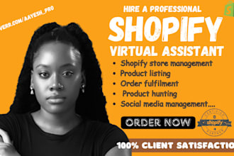 shopify virtual assistant, store manager, shopfy marketing, personal assistant