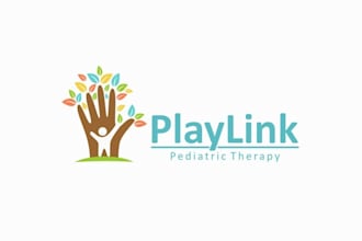 make traditional playful logo for a pediatric therapy clinic