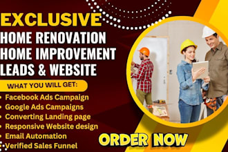 exclusive home renovation lead home improvement website home repair lead funnel