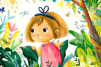 make hand drawn children story book illustration watercolor
