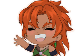 stickers, chibi characters, and emote