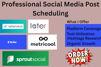 schedule post on your social media platform via buffer metricool tailwind later