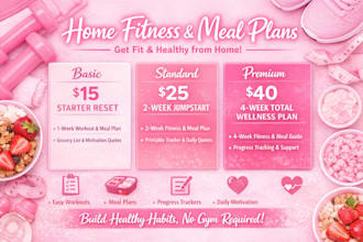 create a 4 week beginner fitness and meal plan with tracker
