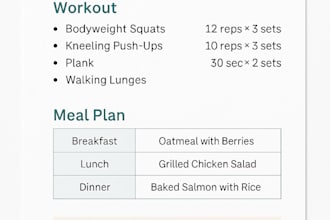 create a 4 week beginner fitness and meal plan with tracker