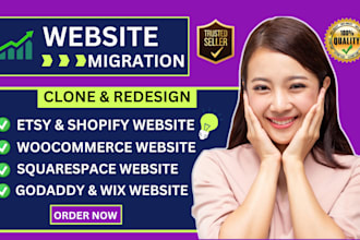 design clone or migrate wix woocommerce etsy godaddy squarespace shopify website