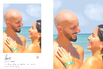 draw a digital couple portrait