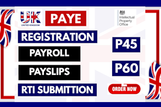 do UK payroll, paye registration, rti submission, payslips, p45, p60