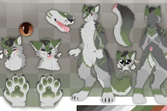 draw furry character reference sheet anthro nsfw oc fursona for fursuit fanart