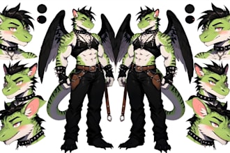 draw furry character reference sheet anthro nsfw oc fursona for fursuit fanart