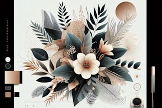 amazing botanical vector line art illustration
