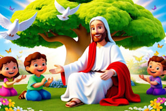 design bible illustration and christian children book illustrations