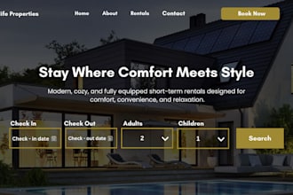 design short term rental website, vacation rental website, property management