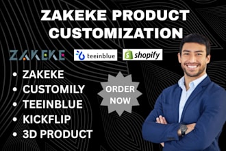 setup zakeke kickflip 2d 3d product configuration shopify etsy customily product