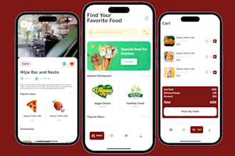 do custom food delivery, restaurant, or grocery ordering app with realtime track