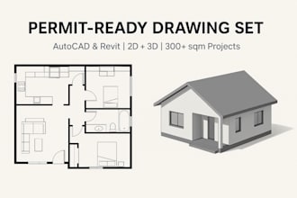 prepare architectural permit drawing sets using autocad and revit