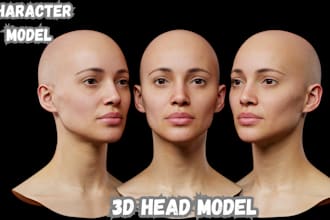 3d sculpt realistic 3d head, 3d bust model, head bust, portrait, for 3d printing