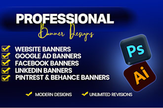 design outstanding linkedin, facebook, shopify and youtube banners