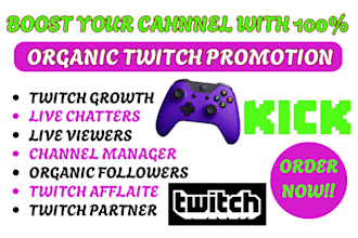 do organic twitch channel promotion, twitch affiliate and live viewers