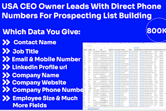 sell USA CEO owner leads with direct phone numbers for prospecting list building