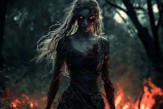 make fantasy horror art or horror character illustration