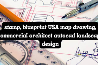 stamp, blueprint USA mep drawing, commercial architect autocad landscape design