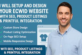 ecwid website design products list print on demand printiful ecwid seo optimizer