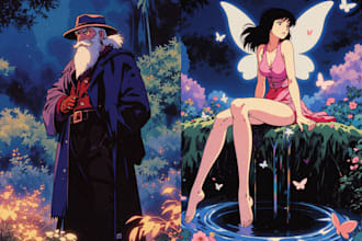 create 80s japanese retro anime illustration with ai