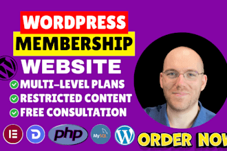 develop wordpress membership website, lms, elearning, online course website