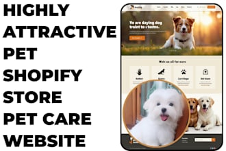 design highly attractive pet shopify store pet care website