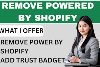 remove power by shopify add trust badge install favicon link store footer