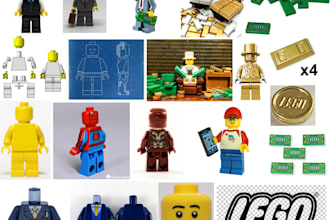 custom lego minifigures, decals, stickers 3d models with building instructions