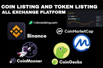 list your token or coin on coinmarketcap, coingecko, ico and major exchanges