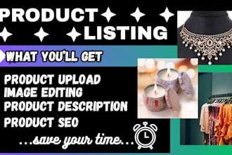 do product upload image editing product description product SEO add product tag