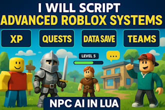 script advanced roblox systems xp, quests, data save, teams, npc ai in lua