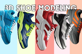 do 3d shoe design, 3d shoe modeling, footwear rendering and 3d shoe prototype
