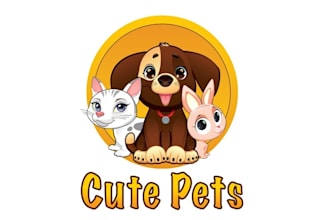 do unique cute cat, pet, dog, animal or horse farm logo design